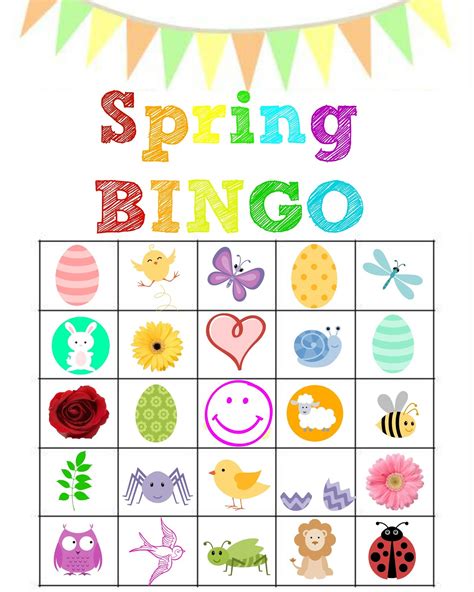 free printable spring bingo printable